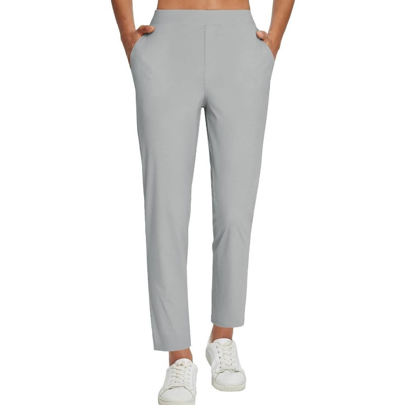 👖50% OFF NOW! Women's High‑Waisted Elastic Pants with Zipper Pockets – Stretchy Wrinkle‑Resistant Cropped Trousers, Casual Work Travel Slim Fit Pants for Daily Outdoor Activities