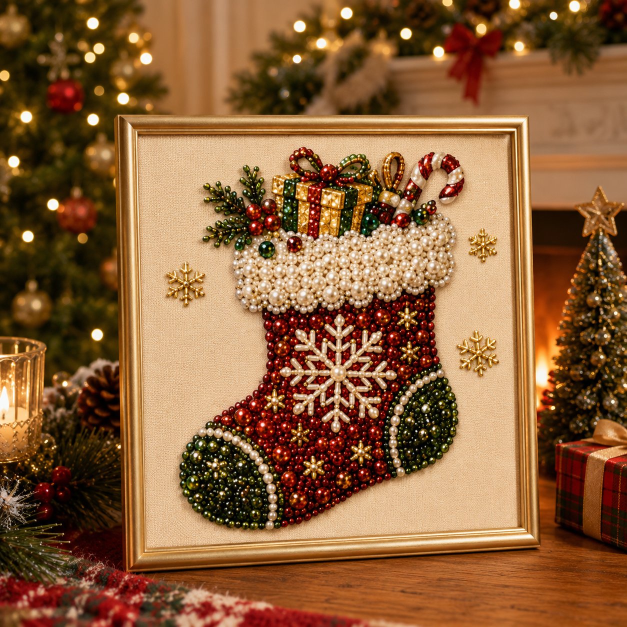 🔥48K+ Sold Only £10.99!!🧘Relaxing & Beginner-Friendly - 🎨💎DIY Christmas Pearl Rhinestone Painting  Art Kit
