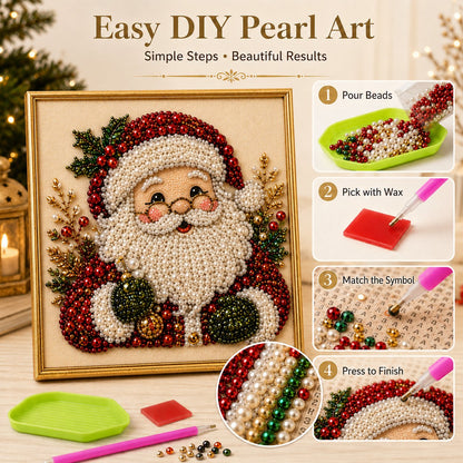 🔥48K+ Sold Only £10.99!!🧘Relaxing & Beginner-Friendly - 🎨💎DIY Christmas Pearl Rhinestone Painting  Art Kit