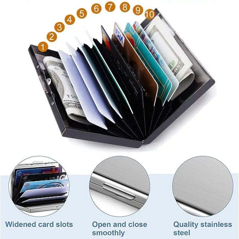 💰 Price Drop! 💕RFID-blocking card holder – stainless steel, slim design, 3 capacities. 📇✨
