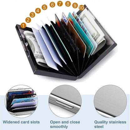 💰 Price Drop! 💕RFID-blocking card holder – stainless steel, slim design, 3 capacities. 📇✨