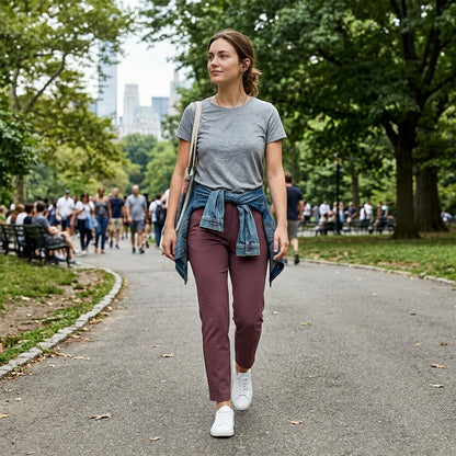 👖50% OFF NOW! Women's High‑Waisted Elastic Pants with Zipper Pockets – Stretchy Wrinkle‑Resistant Cropped Trousers, Casual Work Travel Slim Fit Pants for Daily Outdoor Activities
