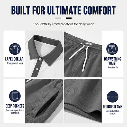 ☀️ 50% Off  Men's Two-Piece Shirt and Shorts Set – Summer Special