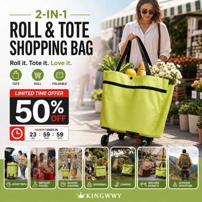 ⏳LAST DAY SALE ONLY ￡7.99!!🔥2-in-1 Foldable Shopping Cart🛒