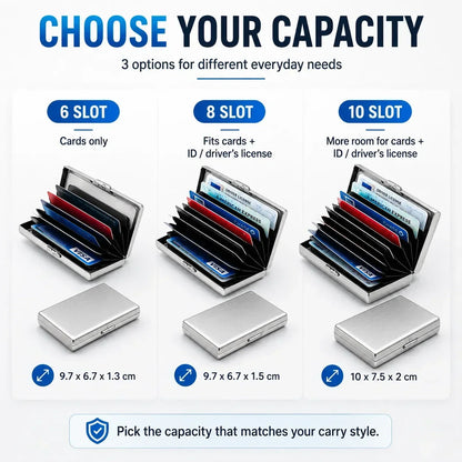💰 Price Drop! 💕RFID-blocking card holder – stainless steel, slim design, 3 capacities. 📇✨