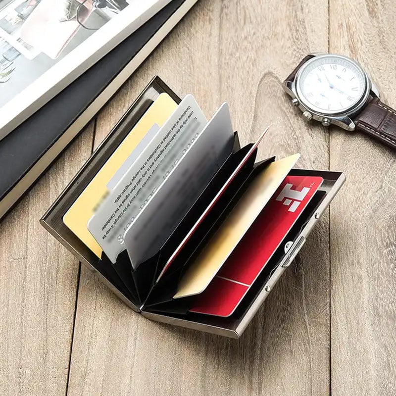 💰 Price Drop! 💕RFID-blocking card holder – stainless steel, slim design, 3 capacities. 📇✨