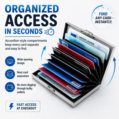 💰 Price Drop! 💕RFID-blocking card holder – stainless steel, slim design, 3 capacities. 📇✨