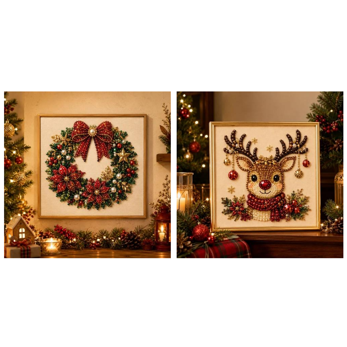🔥48K+ Sold Only £10.99!!🧘Relaxing & Beginner-Friendly - 🎨💎DIY Christmas Pearl Rhinestone Painting  Art Kit