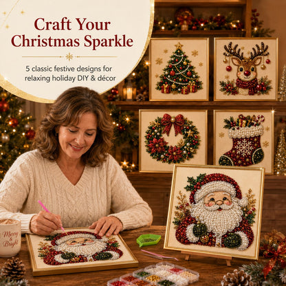 🔥48K+ Sold Only £10.99!!🧘Relaxing & Beginner-Friendly - 🎨💎DIY Christmas Pearl Rhinestone Painting  Art Kit
