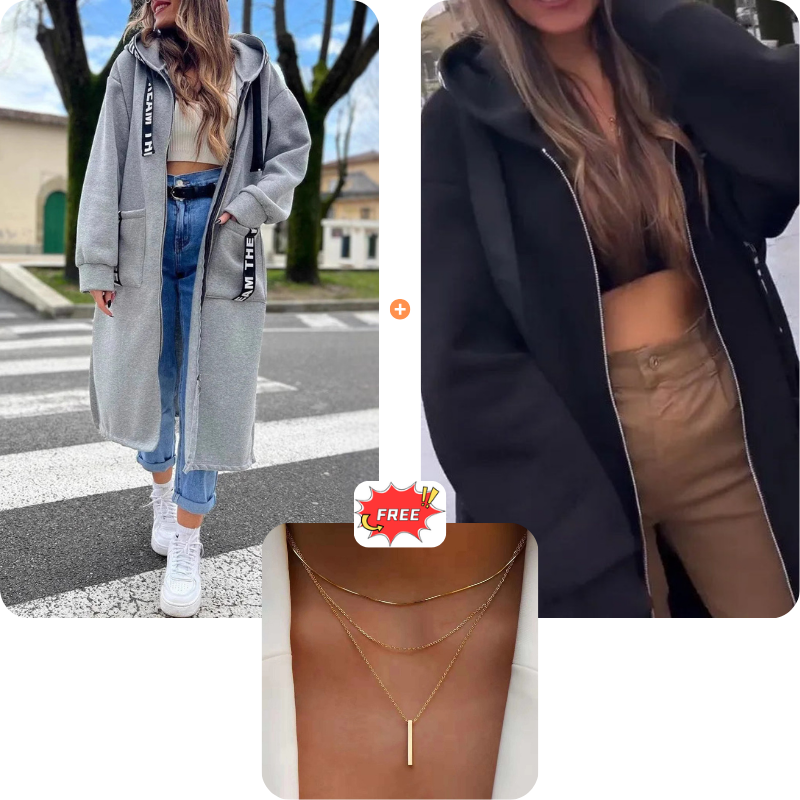 ⌛Limited-Time Offer🧥New This Season - Long Zipper Hoodie with Pockets - Versatile, Warm, and Comfortable