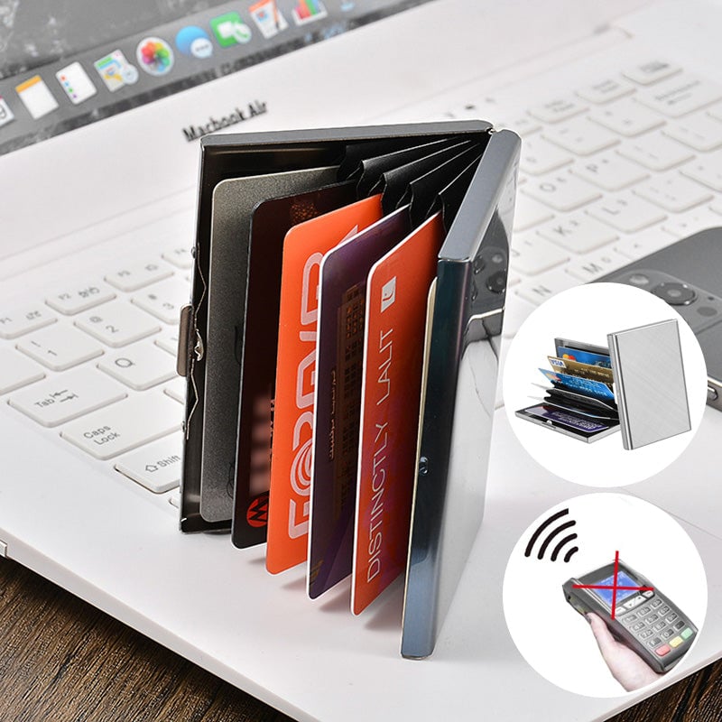 💰 Price Drop! 💕RFID-blocking card holder – stainless steel, slim design, 3 capacities. 📇✨