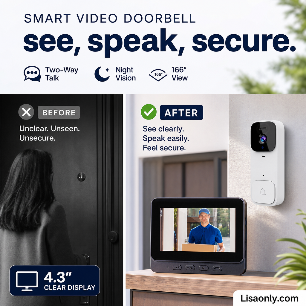 🔔 LIMITED-TIME 50% OFF! ✨ Smart Video Doorbell with 4.3" Display – Two-Way Audio, Night Vision, Wide Angle 🏠