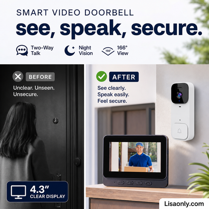 🔔 LIMITED-TIME 50% OFF! ✨ Smart Video Doorbell with 4.3" Display – Two-Way Audio, Night Vision, Wide Angle 🏠