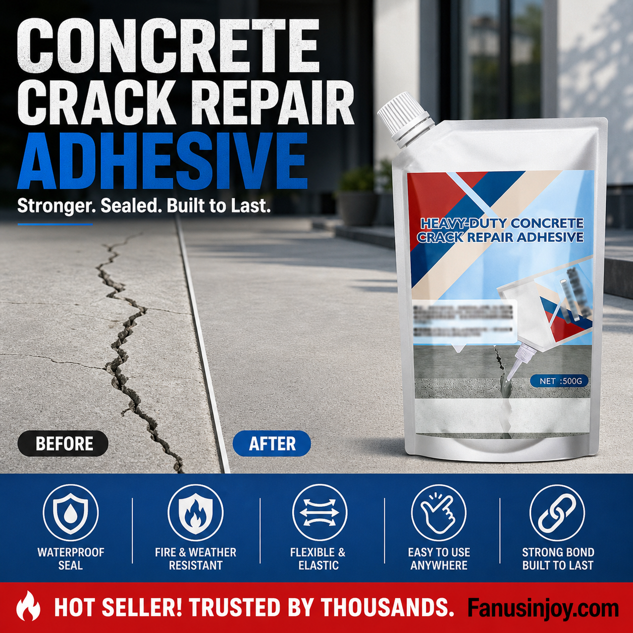 🔥Limited time 50% OFF! 👷‍♂️ Easily repair concrete surfaces! Heavy-Duty Concrete Crack Repair Adhesive