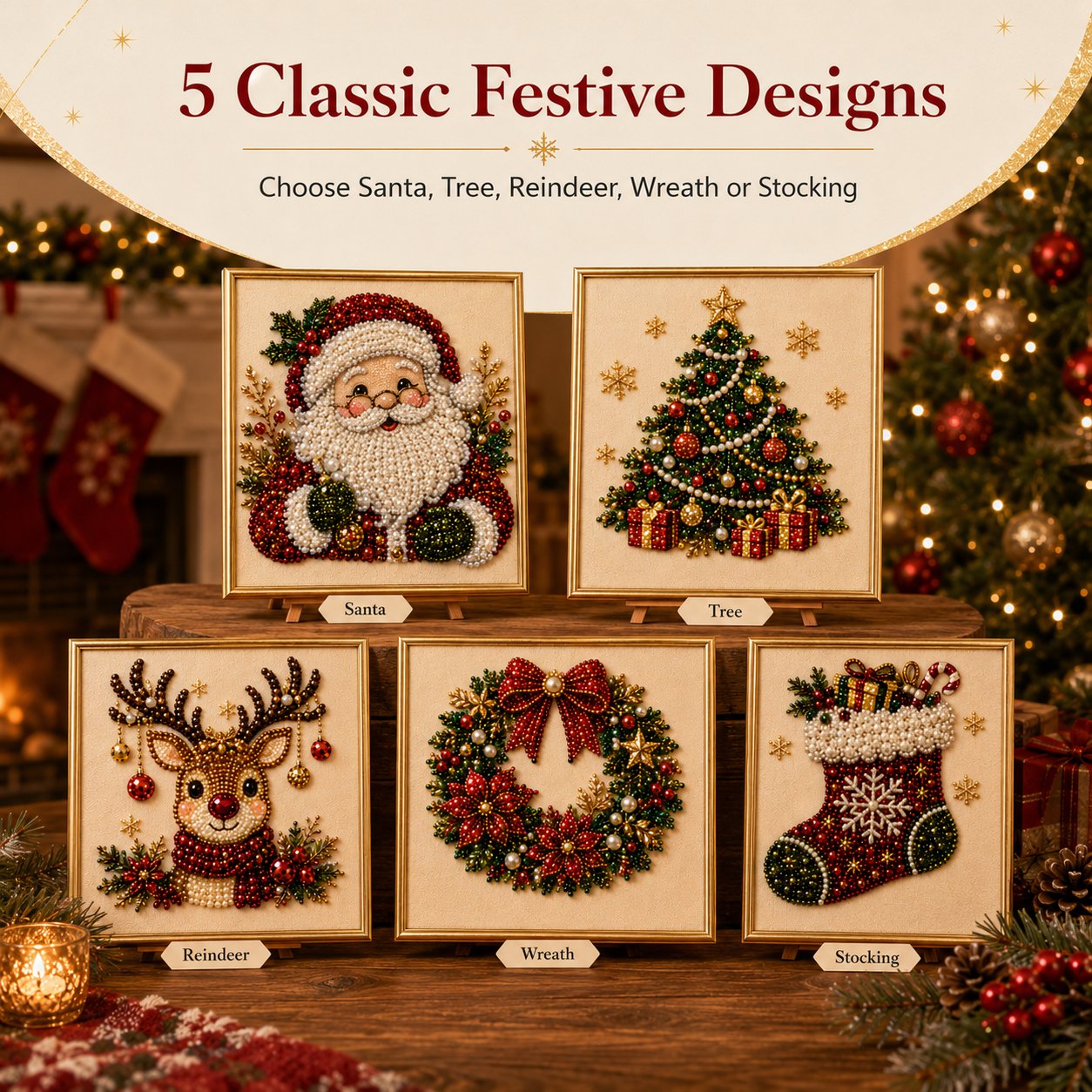 🔥48K+ Sold Only £10.99!!🧘Relaxing & Beginner-Friendly - 🎨💎DIY Christmas Pearl Rhinestone Painting  Art Kit