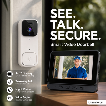 🔔 LIMITED-TIME 50% OFF! ✨ Smart Video Doorbell with 4.3" Display – Two-Way Audio, Night Vision, Wide Angle 🏠