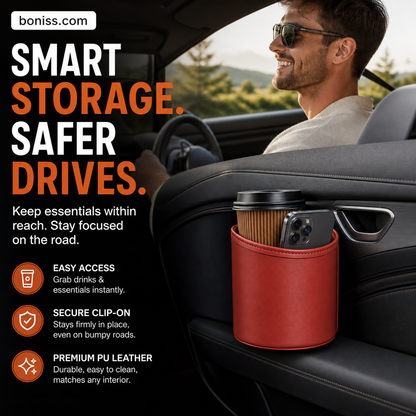 🧺 50% OFF! Leather Car Door Cup Holder – Wide‑mouth opening, easy reach for drinks & phone. Clip‑on secure fit. PU leather, tough & stylish. 🛡️✨