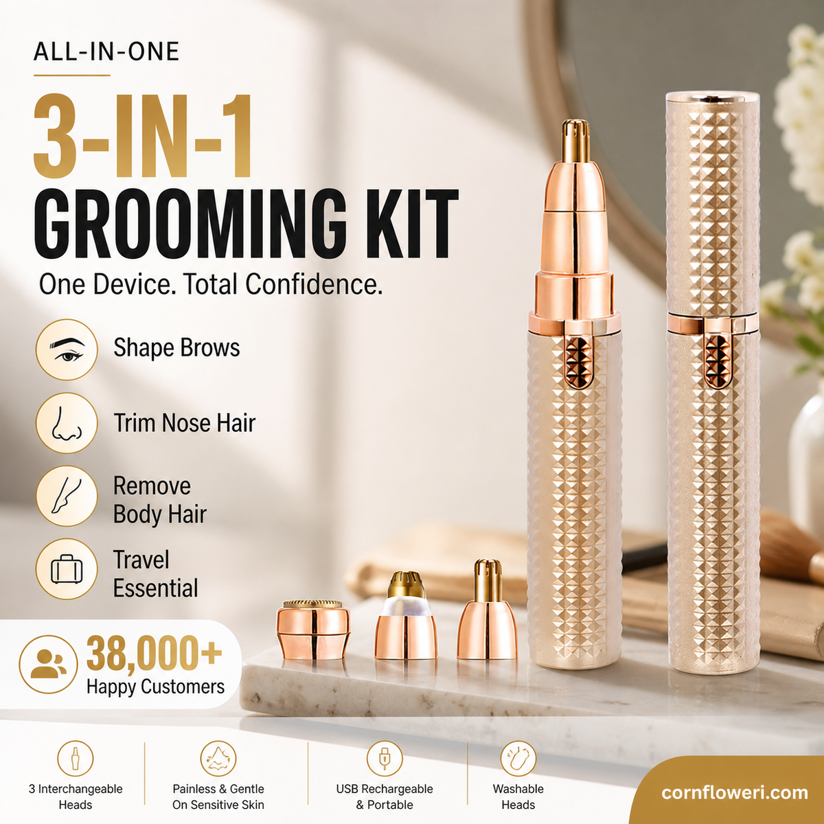 🎀50% OFF🎁 Over 38,000 Sold! Portable Electric Eyebrow Trimmer – Interchangeable Heads