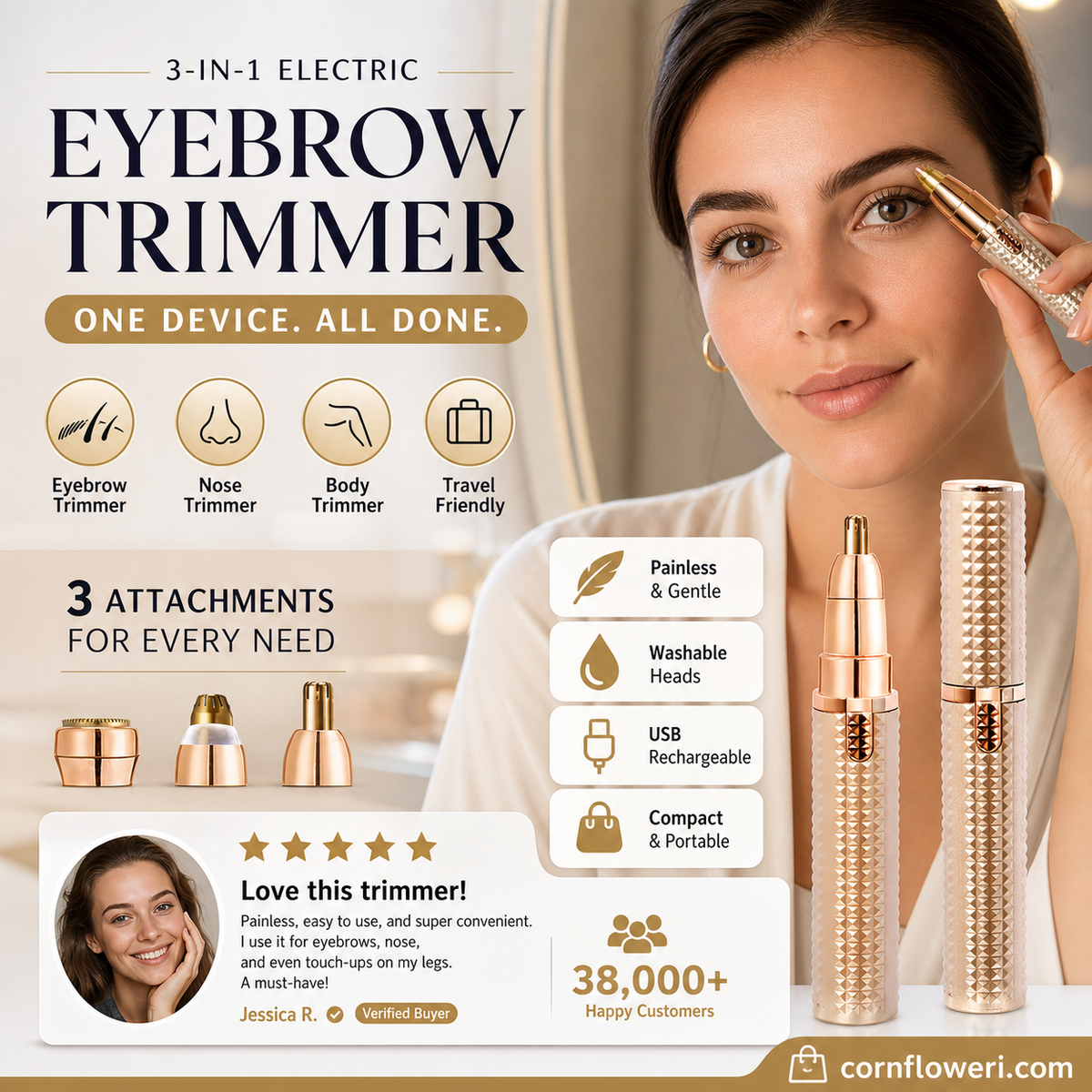 🎀50% OFF🎁 Over 38,000 Sold! Portable Electric Eyebrow Trimmer – Interchangeable Heads