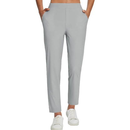 👖50% OFF NOW! Women's High‑Waisted Elastic Pants with Zipper Pockets – Stretchy Wrinkle‑Resistant Cropped Trousers, Casual Work Travel Slim Fit Pants for Daily Outdoor Activities