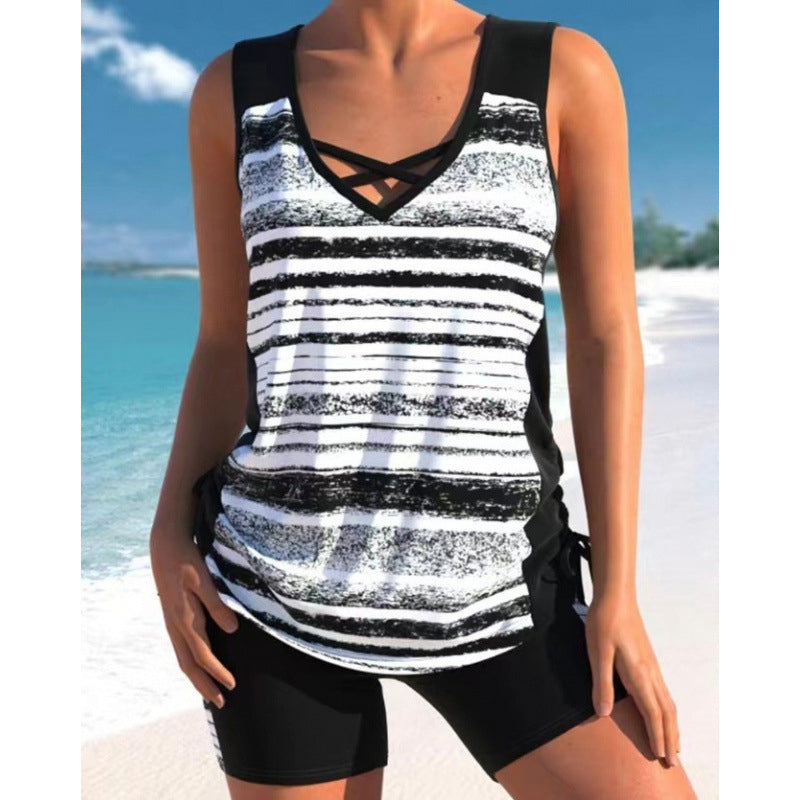 💗LAST DAY SALE 50% OFF-🩱Women's Tummy Control Tankini Set with Built-In Bra – Flattering Boho Swimwear with Shorts📍GB