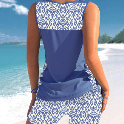 🏖️LAST DAY SALE – ONLY ￡15.99💥💕 Women's Tummy Control Tankini Set with Built-In Bra – Flattering Boho Swimwear with Shorts🔥