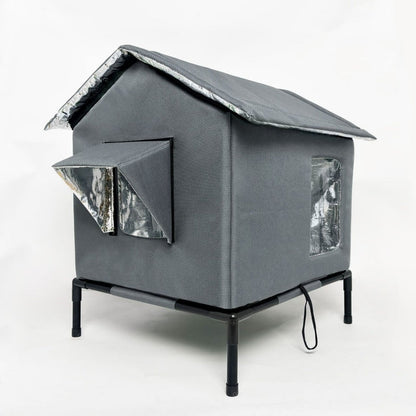 🏠🐈 All-Weather Elevated Outdoor Cat House – Waterproof, Insulated, Foldable 🌧️