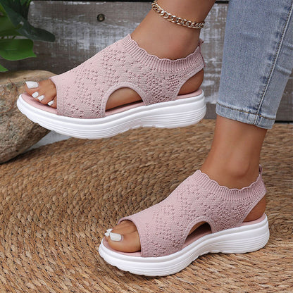 ☀️ 50% Off – Women's Breathable Knit Platform Sandals | Lightweight Comfort & Style