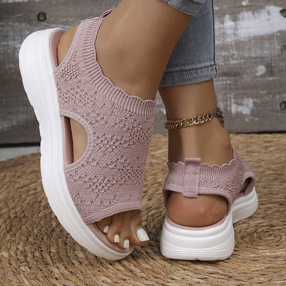 ☀️ 50% Off – Women's Breathable Knit Platform Sandals | Lightweight Comfort & Style