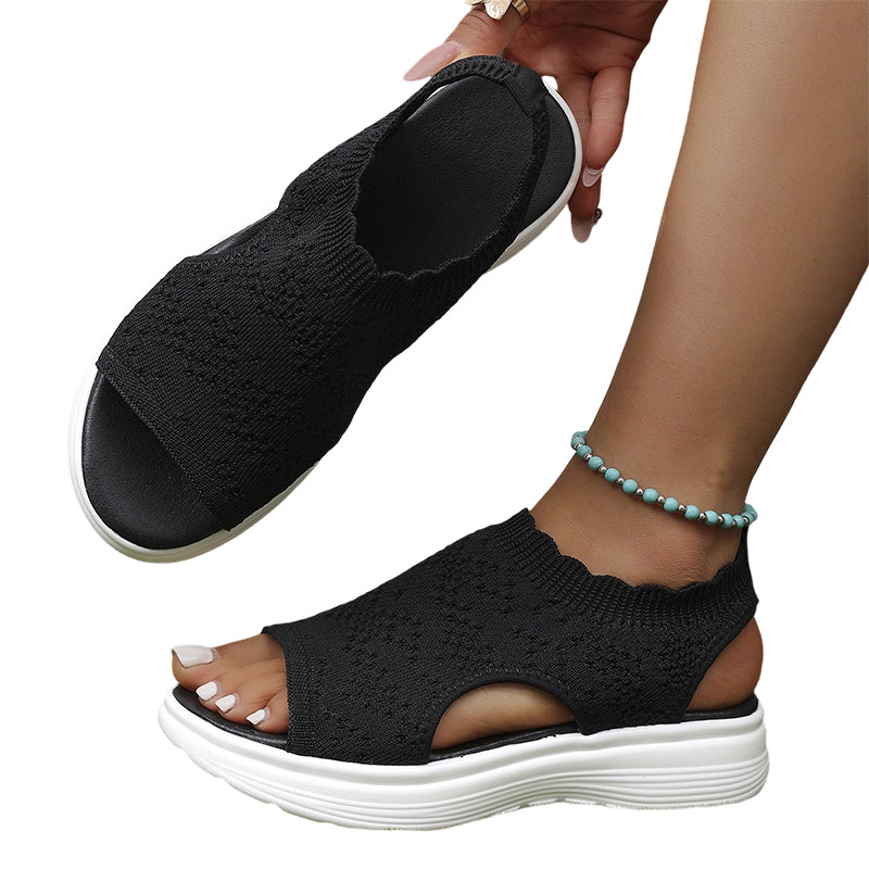 ☀️ 50% Off – Women's Breathable Knit Platform Sandals | Lightweight Comfort & Style