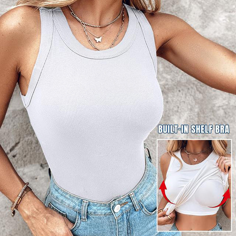 🌸50% OFF !! Soft Ribbed Vest Top with Shelf Bra – Cosy, Supportive & Perfect for Layering 💕