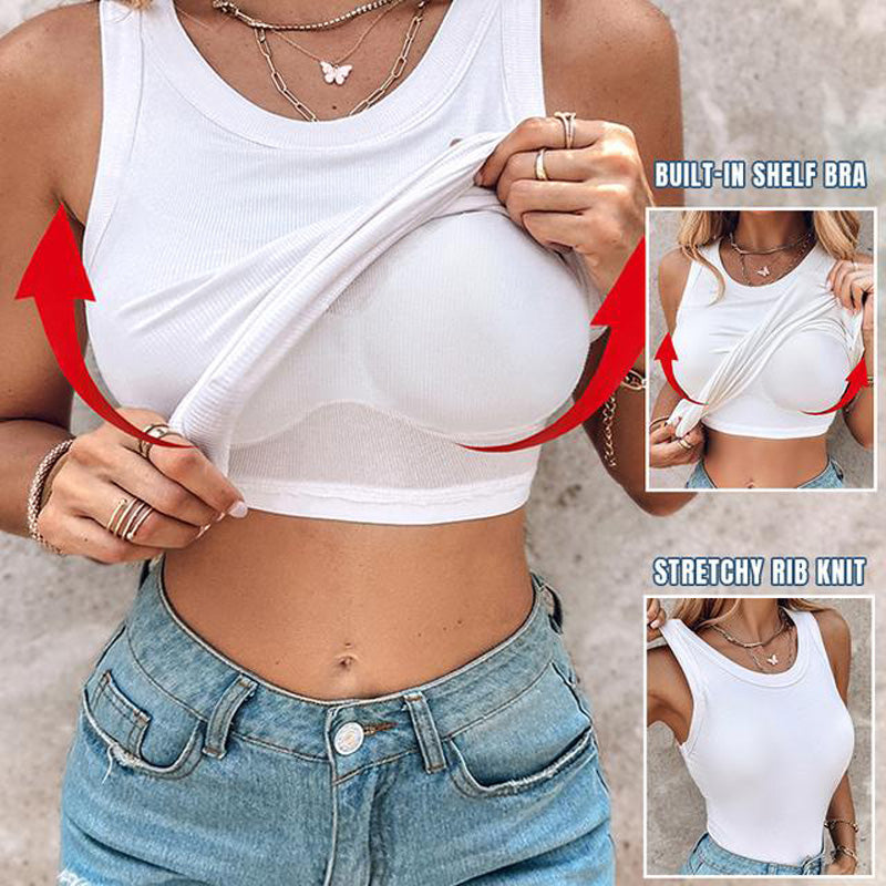 🌸50% OFF !! Soft Ribbed Vest Top with Shelf Bra – Cosy, Supportive & Perfect for Layering 💕