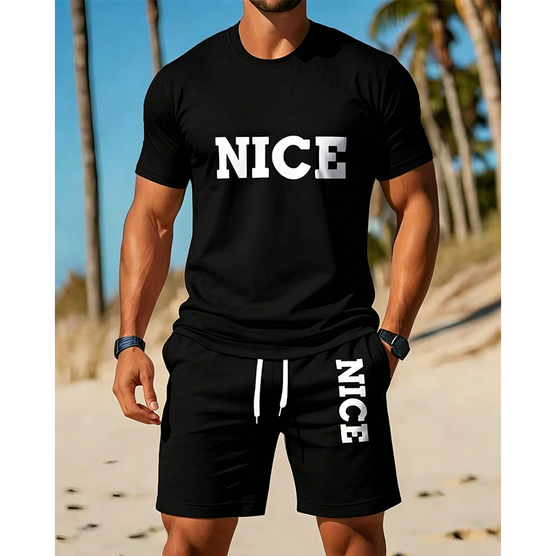 ☀️ 50% Off  Men's Color-Block Tee and Shorts Set – Summer Special