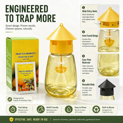 🐝🏡 LIMITED-TIME 50% OFF! Indoor & Outdoor Hanging Fly Trap – Four Entry Openings, Easy Setup & Reusable Pest Control