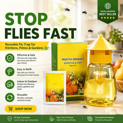🐝🏡 LIMITED-TIME 50% OFF! Indoor & Outdoor Hanging Fly Trap – Four Entry Openings, Easy Setup & Reusable Pest Control