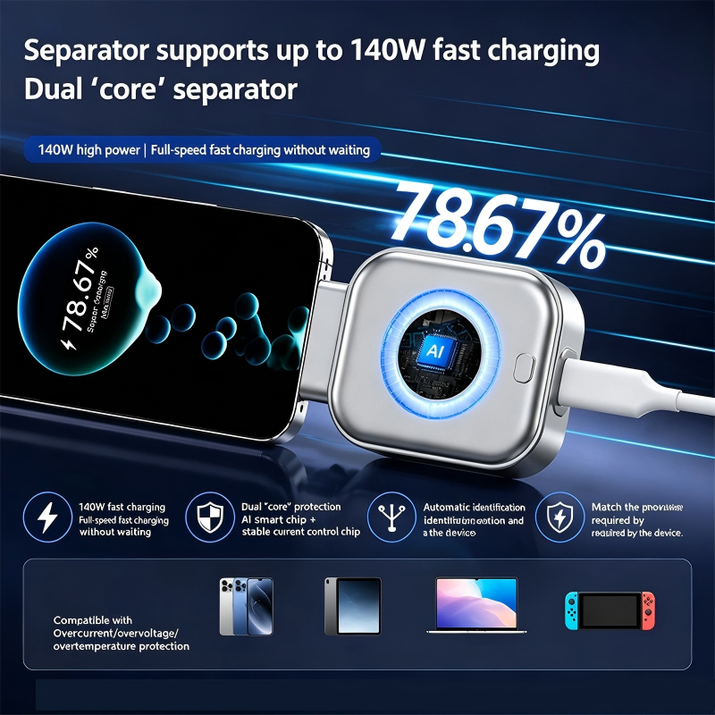 ⚡ Supercharge Safely with the 140W AI Auto-Disconnect Adapter! 🔌