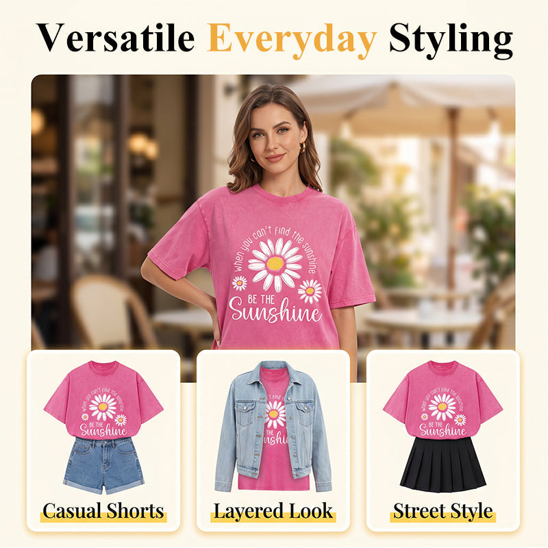 🌼👕 LIMITED TIME 50% OFF! Vintage Washed Daisy T-Shirt – Soft Breathable Blend, Relaxed Drop Shoulder Fit and Retro Everyday Style
