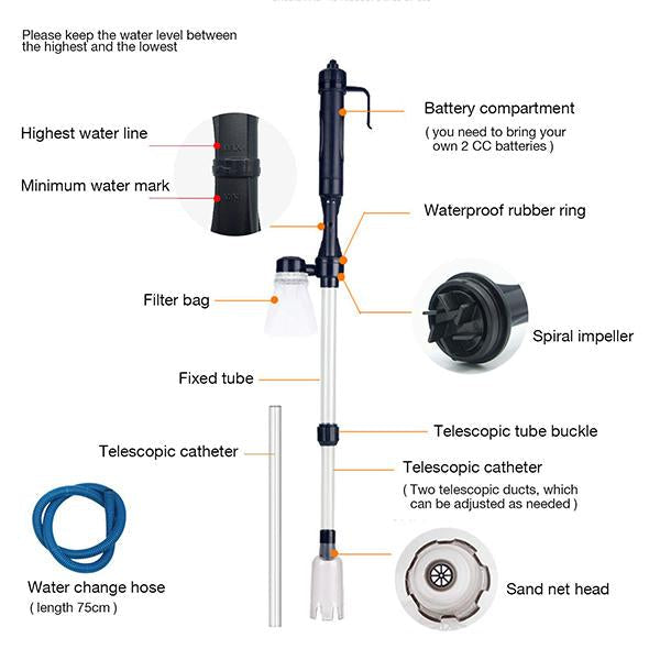 ⏳ LAST DAY 50% OFF! ! 🔥 Electric Aquarium Gravel Cleaner – Powerful Siphon, Hands-Free Operation & Crystal-Clear Tank Water ✨