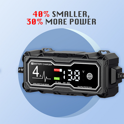 ⚡50% OFF NOW! Smart Car Battery Charger‑ 4A Intelligent Pulse Repair Battery Maintainer, Spark‑Proof Reverse‑Polarity Protection Trickle Charger for 12V Vehicle & Motorcycle Batteries