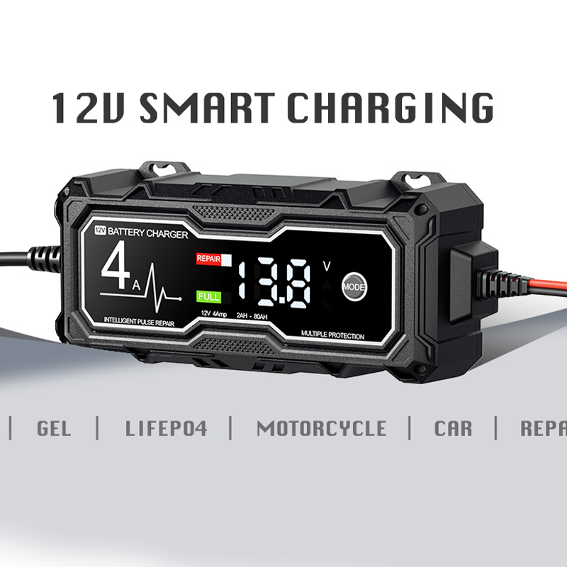 ⚡50% OFF NOW! Smart Car Battery Charger‑ 4A Intelligent Pulse Repair Battery Maintainer, Spark‑Proof Reverse‑Polarity Protection Trickle Charger for 12V Vehicle & Motorcycle Batteries