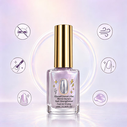 💅💅LAST DAY SALE!!✨ 50% OFF! 💜 Lilac Glossy Mirror Nail Strengthener – Fast Air-Dry, Chip-Resistant & Long-Lasting Aurora Finish1