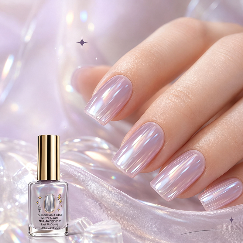 💅⏳LAST DAY ✨ 50% OFF! 💜 Lilac Glossy Mirror Nail Strengthener – Fast Air-Dry, Chip-Resistant & Long-Lasting Aurora Finish1