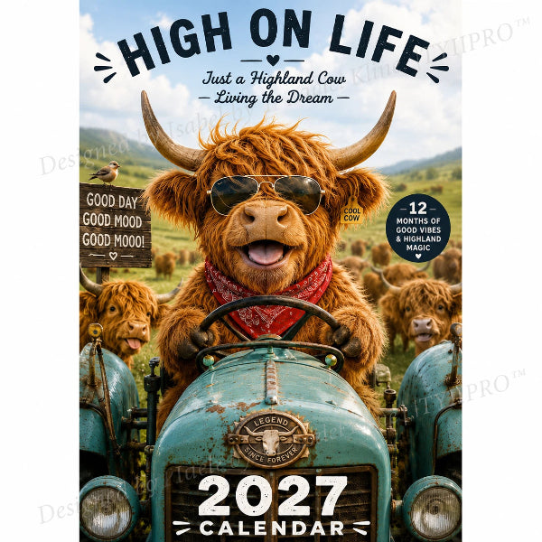 ⏳LAST DAY SALE ONLY ￡9.9!!🔥2027 Funny Highland Cow Wall Calendar | A4 Hanging Calendar | Designed by Isabel Kline
