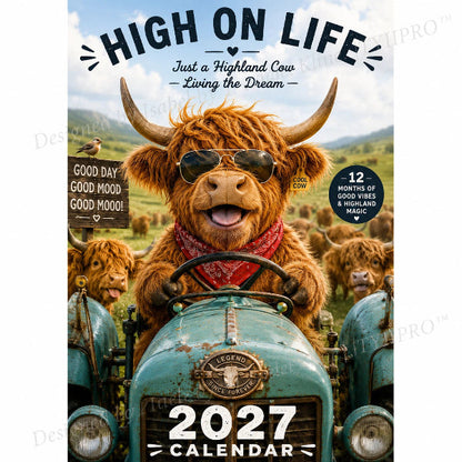⏳LAST DAY SALE ONLY ￡9.9!!🔥2027 Funny Highland Cow Wall Calendar | A4 Hanging Calendar | Designed by Isabel Kline