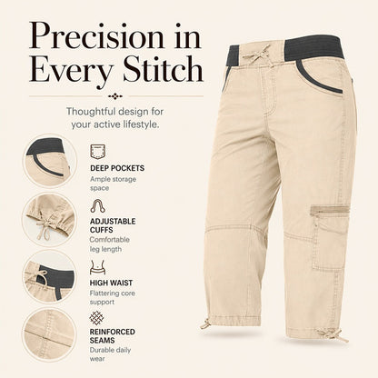 🌺Summer Hot Sale 50% OFF💐Women's High-Waist Cargo Capri Pants