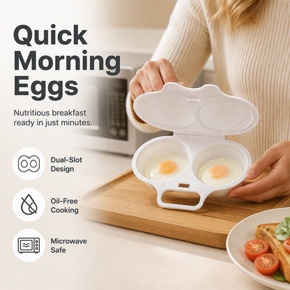 🍳   BUY 1 GET 1 FREE! Dual Cavity Microwave Egg Poacher – Quick Oil-Free Cooking, Food-Grade PP & Versatile Kitchen Essential 💫