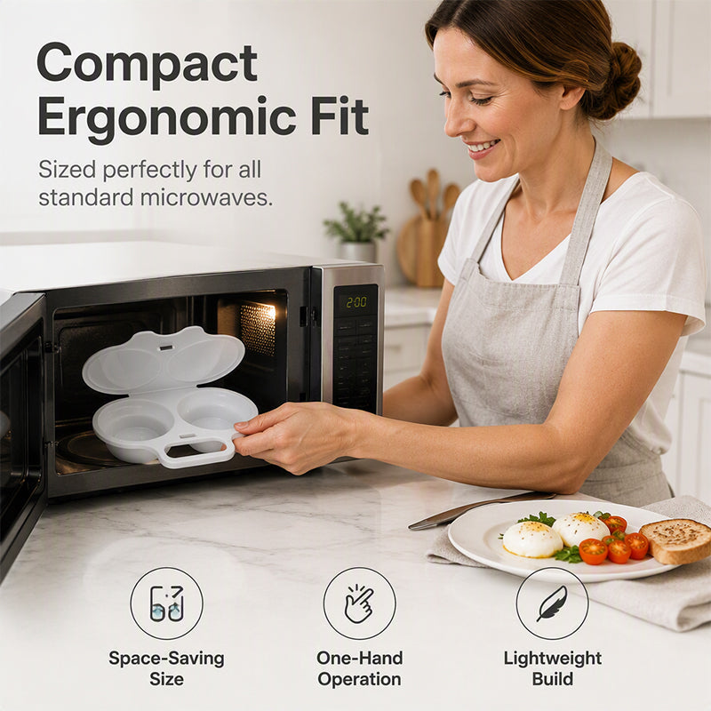 🍳   BUY 1 GET 1 FREE! Dual Cavity Microwave Egg Poacher – Quick Oil-Free Cooking, Food-Grade PP & Versatile Kitchen Essential 💫