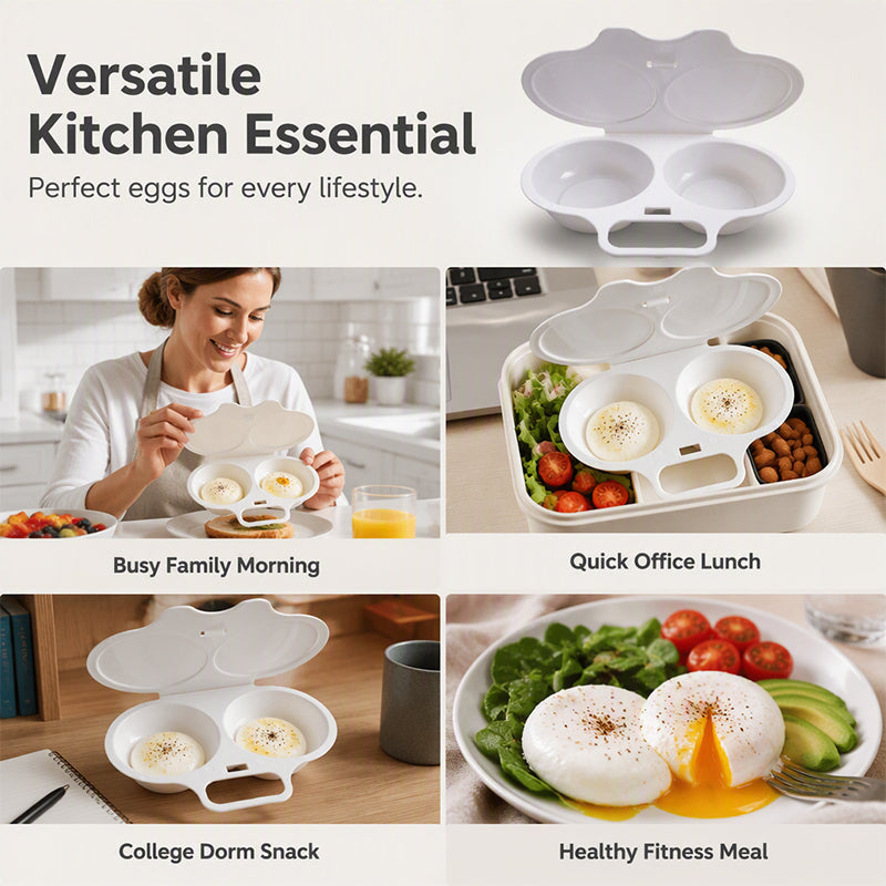 🍳   BUY 1 GET 1 FREE! Dual Cavity Microwave Egg Poacher – Quick Oil-Free Cooking, Food-Grade PP & Versatile Kitchen Essential 💫