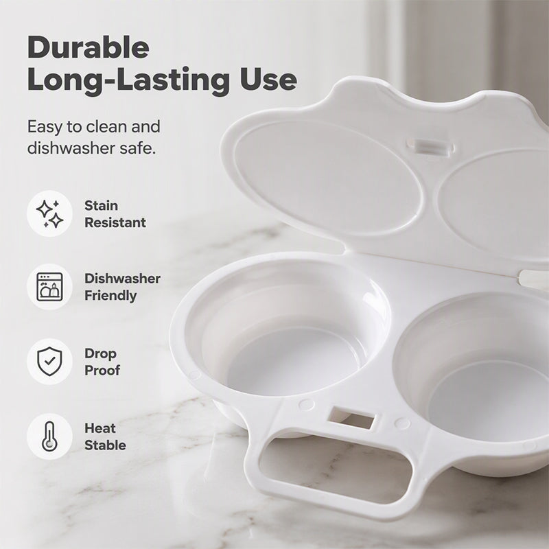 🍳   BUY 1 GET 1 FREE! Dual Cavity Microwave Egg Poacher – Quick Oil-Free Cooking, Food-Grade PP & Versatile Kitchen Essential 💫