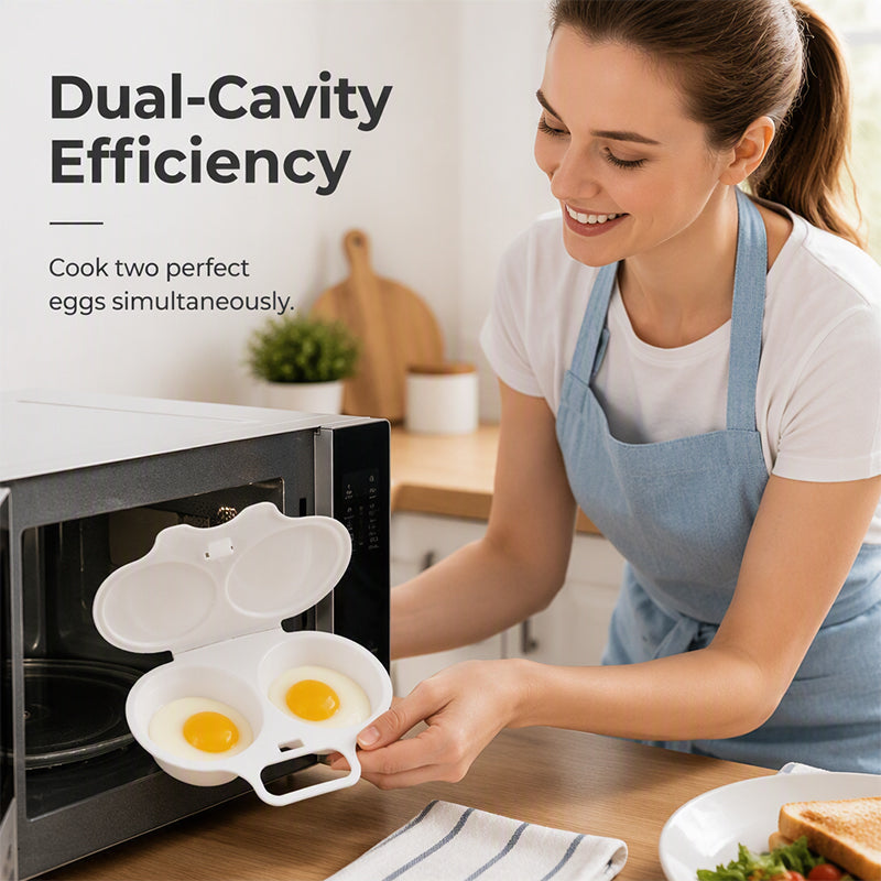 ⏰Last Day Buy 2 Get 3 Free Special Price:£6.99!!⏰ Microwave Egg Poacher – Dual-Cavity Steamer, Rapid Heating, Non-Stick PP – Ideal for Home, Office & Travel! 🔥